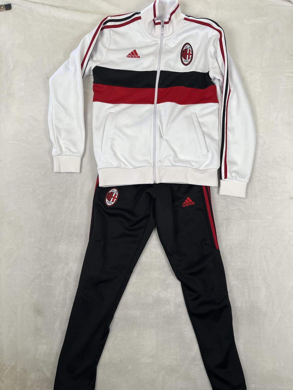 AC Milan Track Jacket Pants Set Mens Medium White Black Soccer Football Adidas